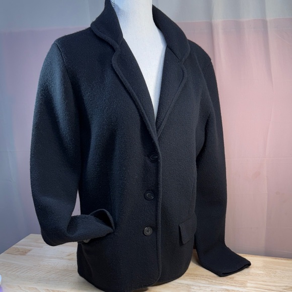 Bloomingdale's Black Women's Cashmere 3 Button Front Closure Cardigan PL - Picture 1 of 10